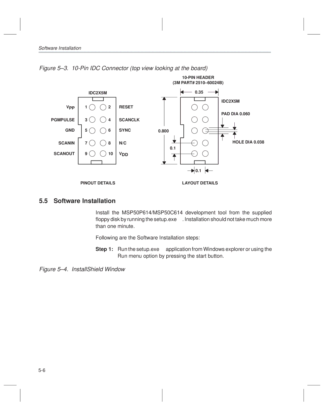 Texas Instruments MSP50C614 manual Software Installation 