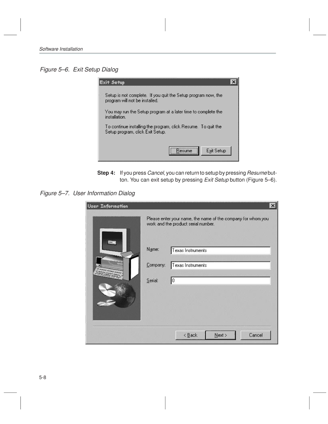 Texas Instruments MSP50C614 manual ±6. Exit Setup Dialog 