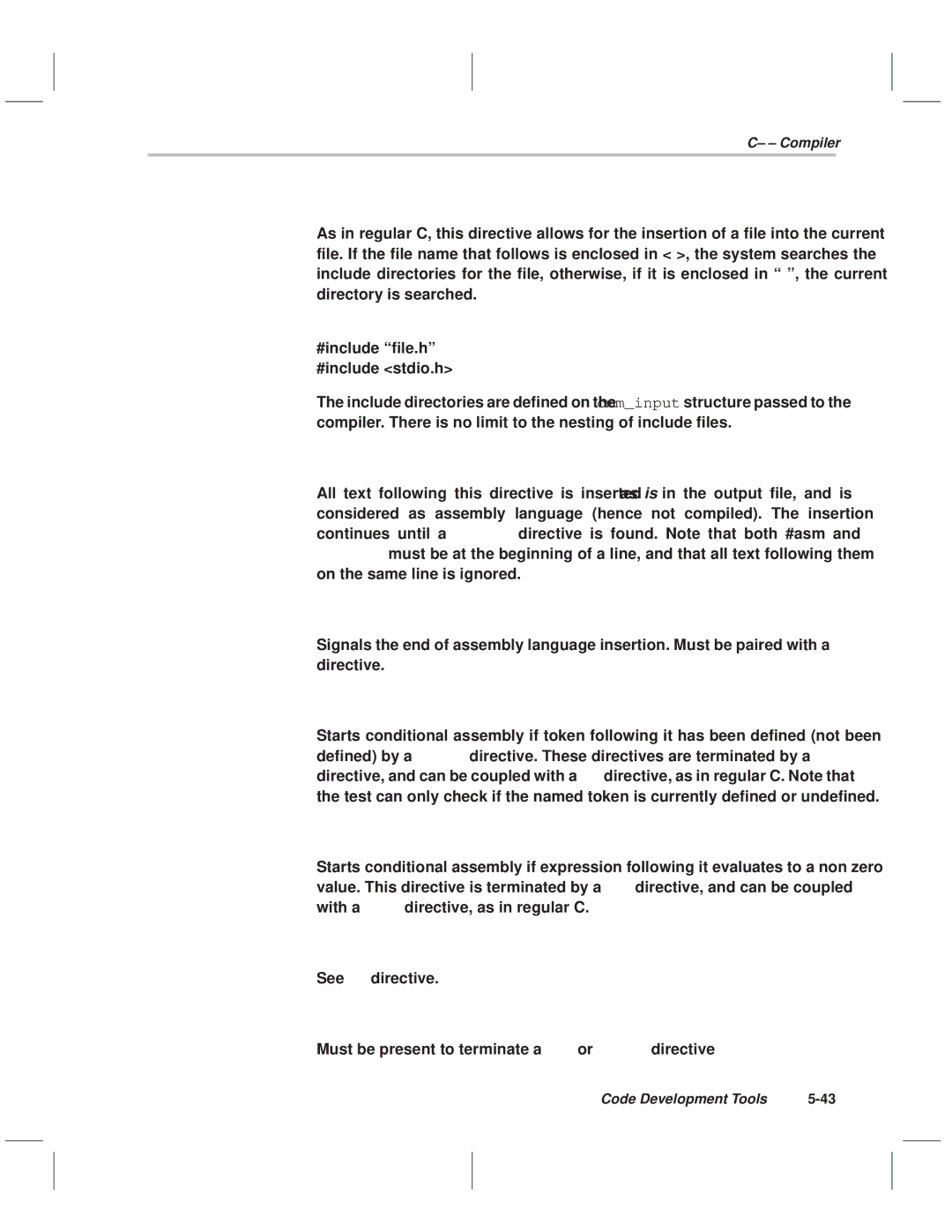 Texas Instruments MSP50C614 manual See #if directive, Must be present to terminate a #ifdef or #ifndef directive 