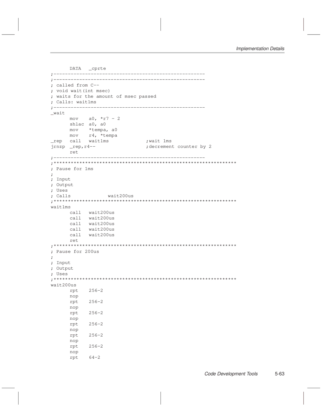 Texas Instruments MSP50C614 manual Implementation Details 