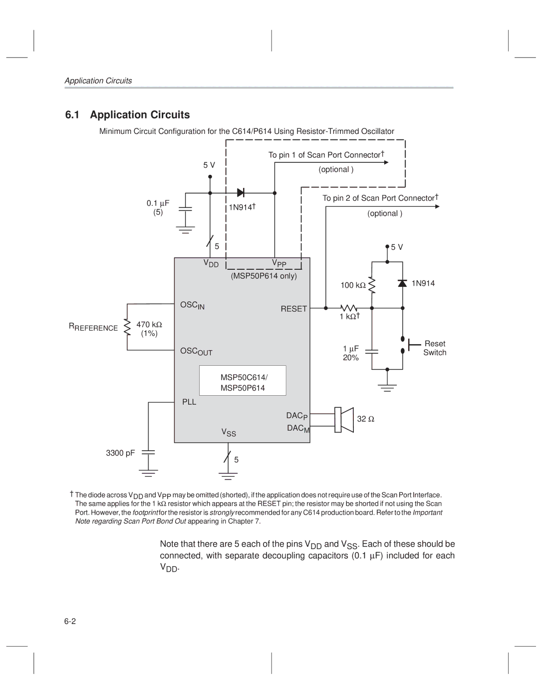 Texas Instruments MSP50C614 manual Application Circuits 