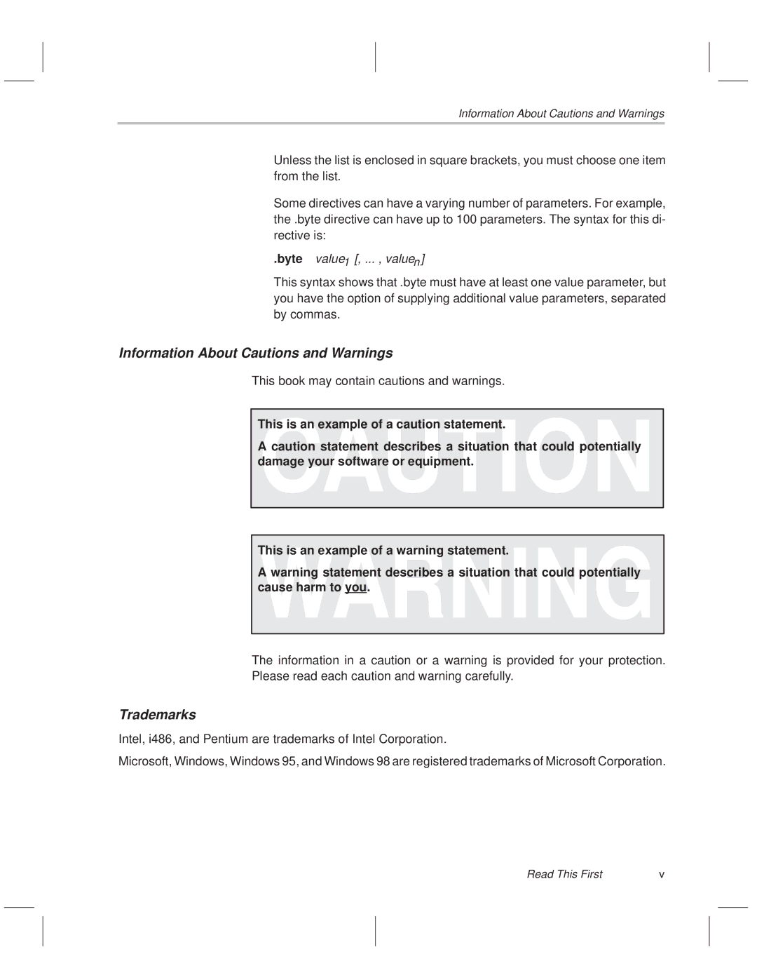 Texas Instruments MSP50C614 manual Information About Cautions and Warnings, Trademarks, Read This First 