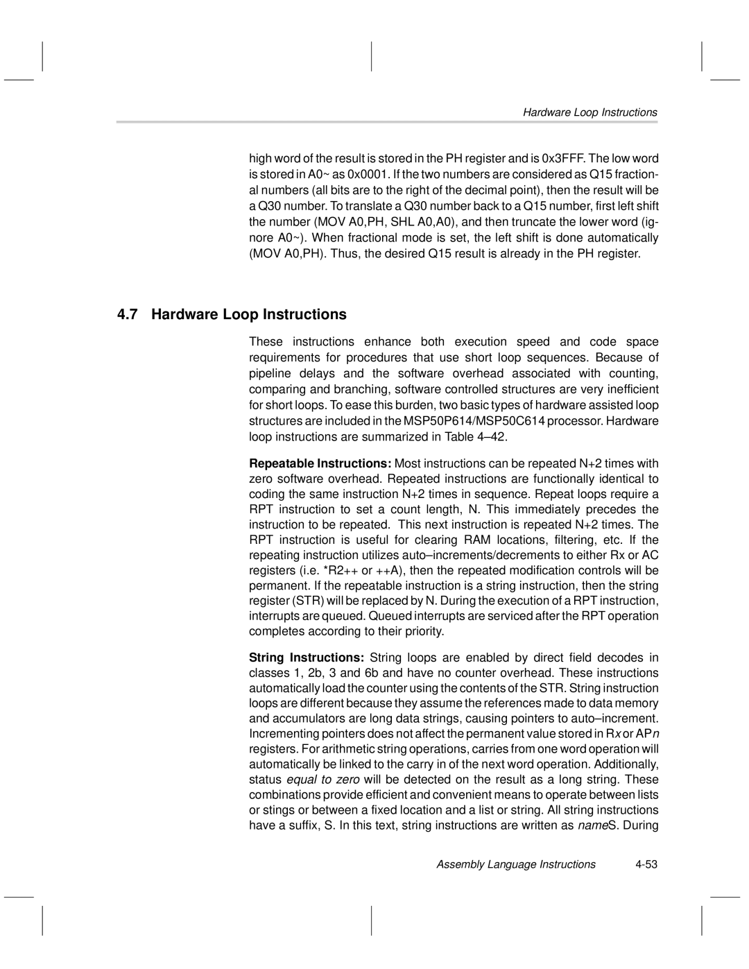 Texas Instruments MSP50C6xx manual Hardware Loop Instructions 