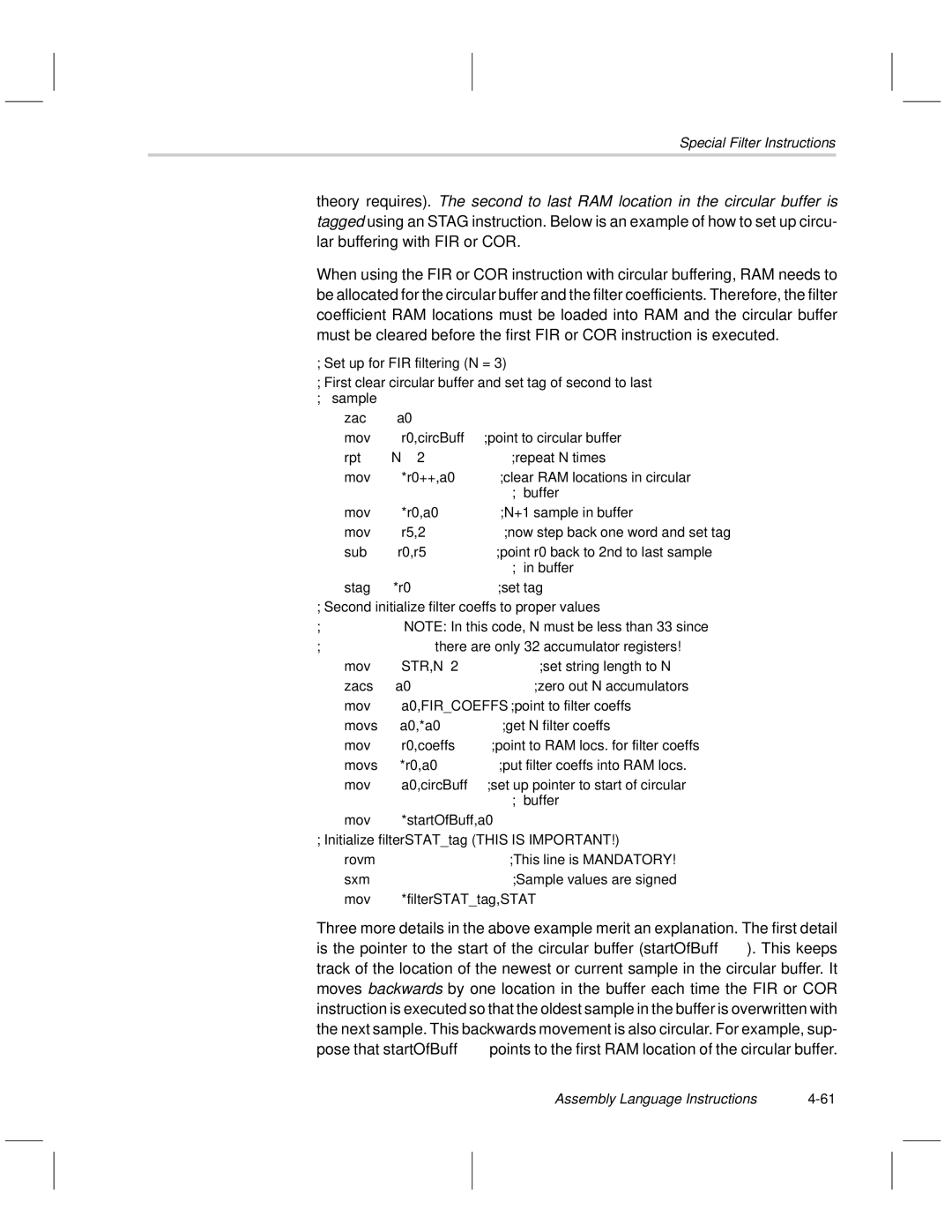 Texas Instruments MSP50C6xx manual Special Filter Instructions 