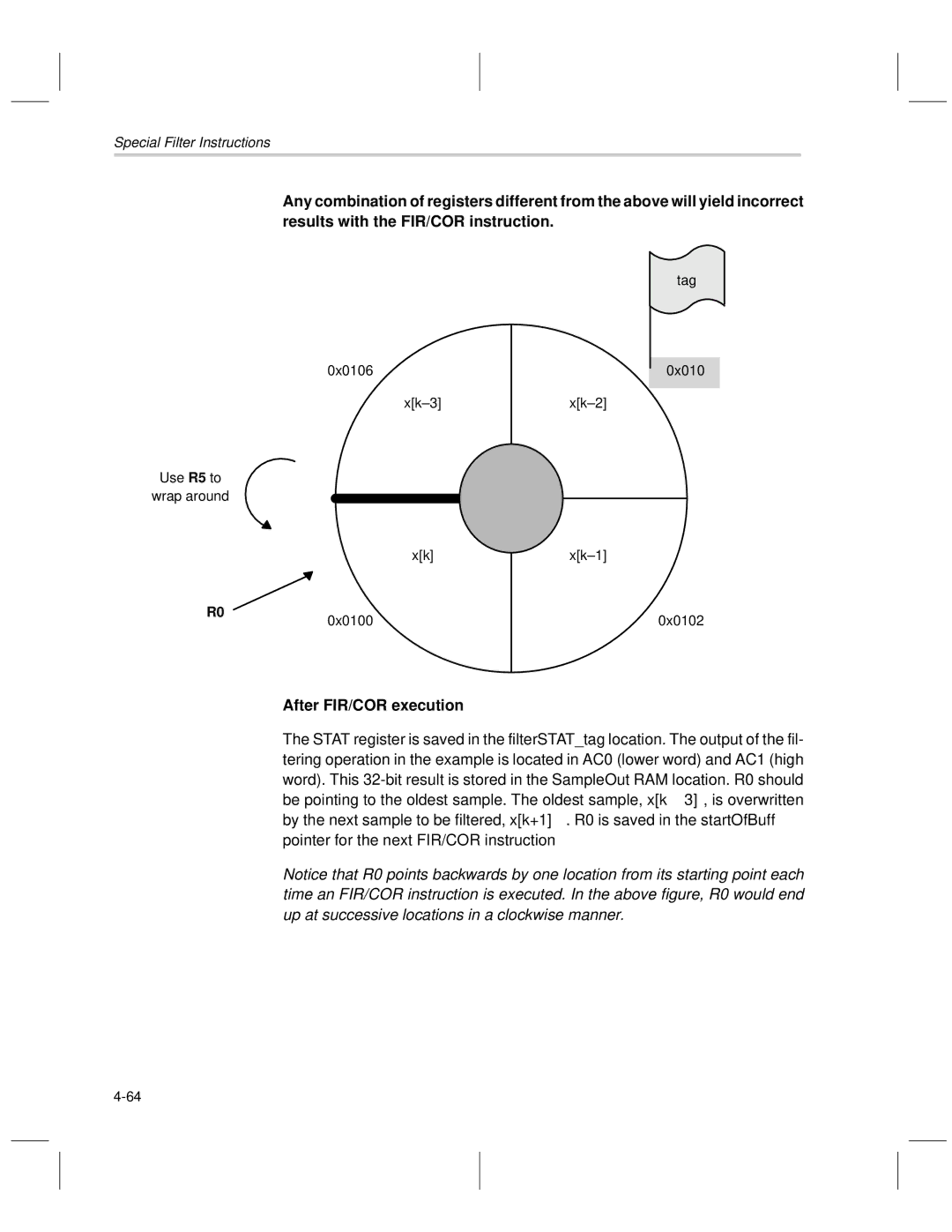 Texas Instruments MSP50C6xx manual After FIR/COR execution 