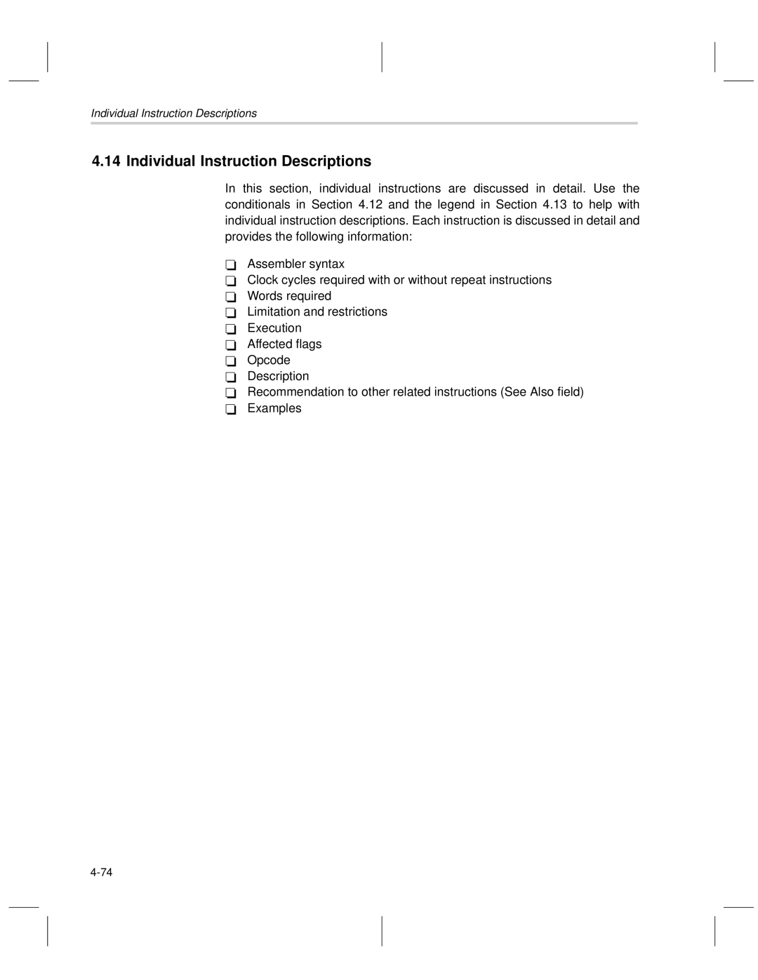 Texas Instruments MSP50C6xx manual Individual Instruction Descriptions 