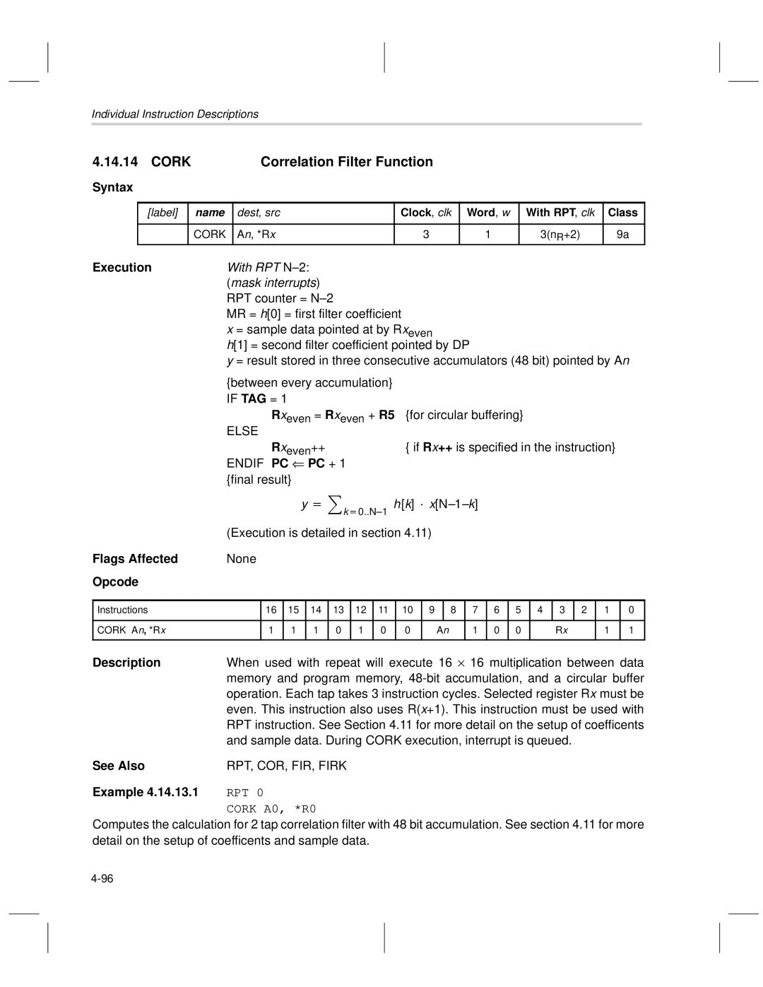 Texas Instruments MSP50C6xx Cork Correlation Filter Function, Sample data. During Cork execution, interrupt is queued 