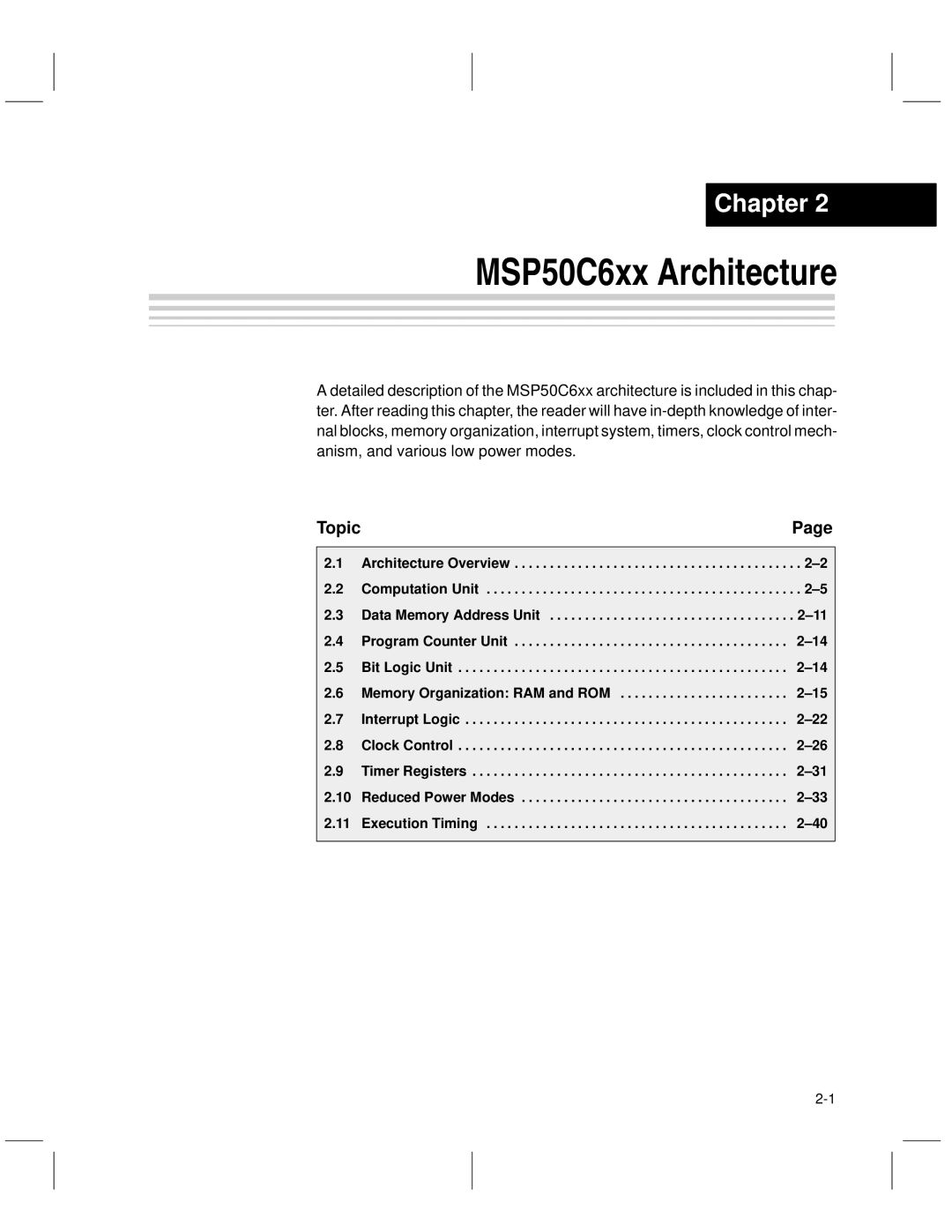 Texas Instruments manual MSP50C6xx Architecture 