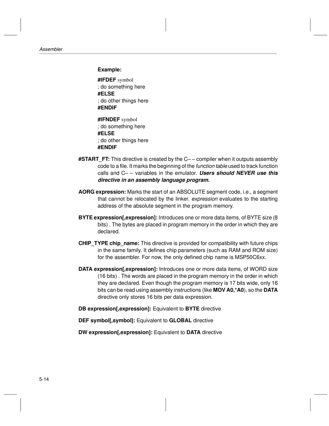 Texas Instruments MSP50C6xx manual Example #IFDEF symbol, #IFNDEF symbol 