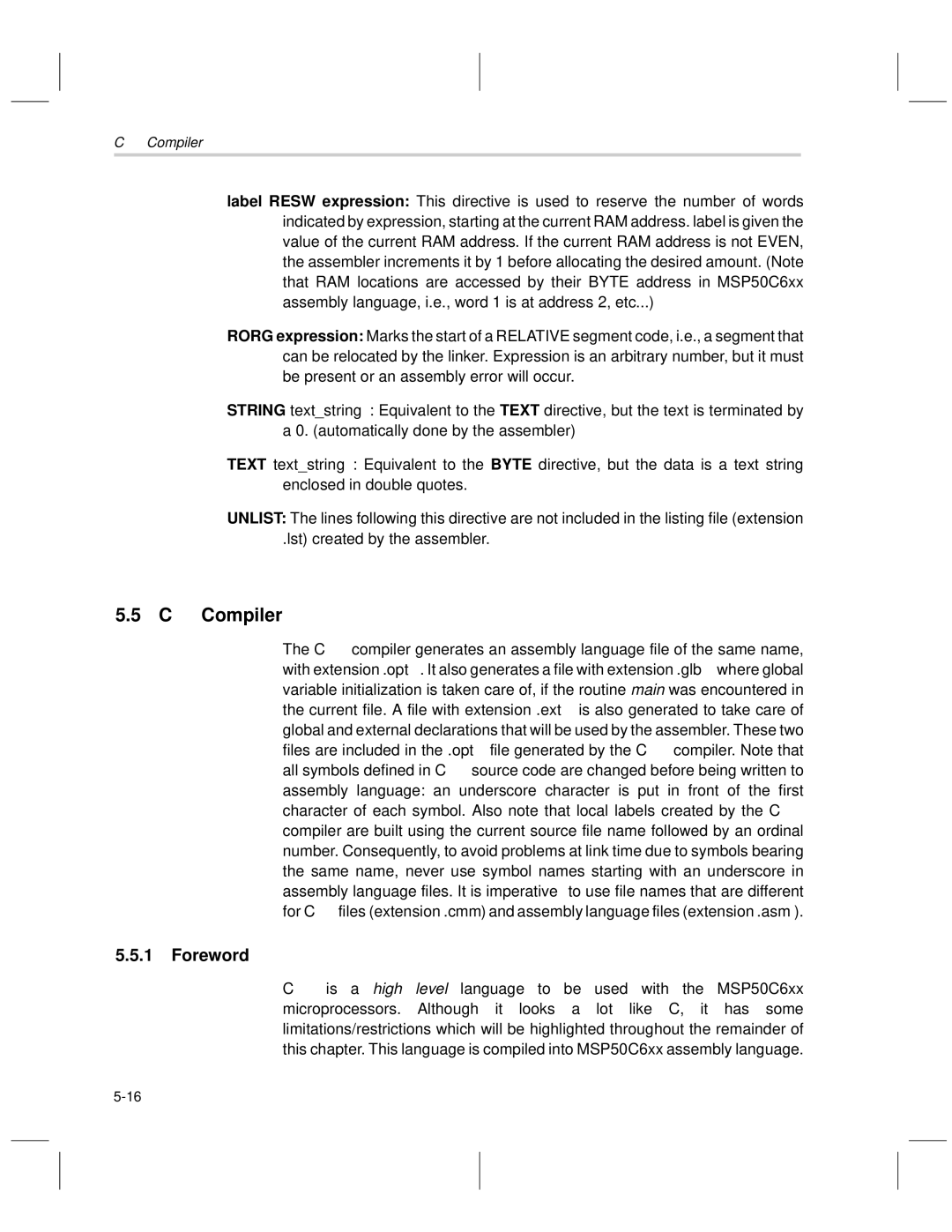 Texas Instruments MSP50C6xx manual Compiler, Foreword 