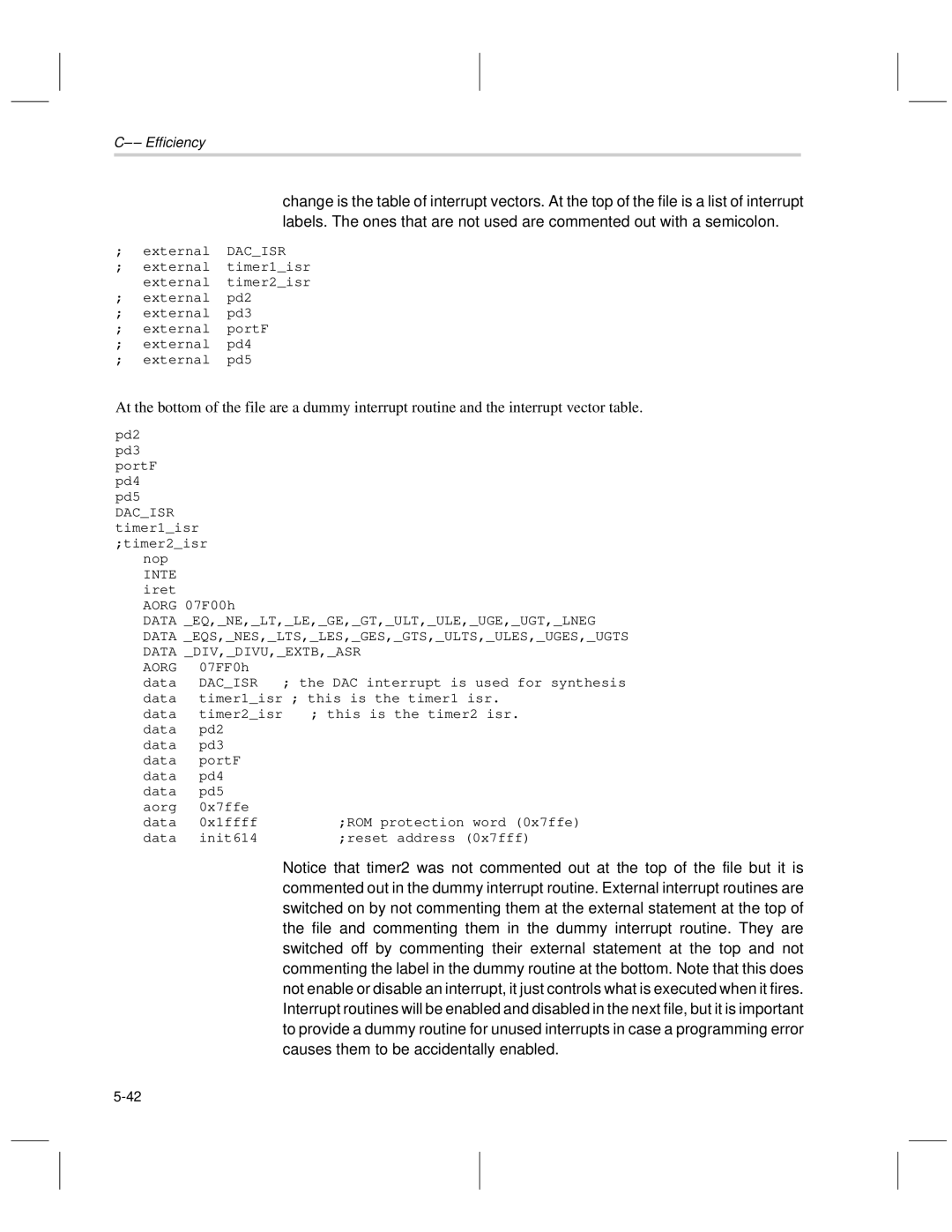 Texas Instruments MSP50C6xx manual Efficiency 