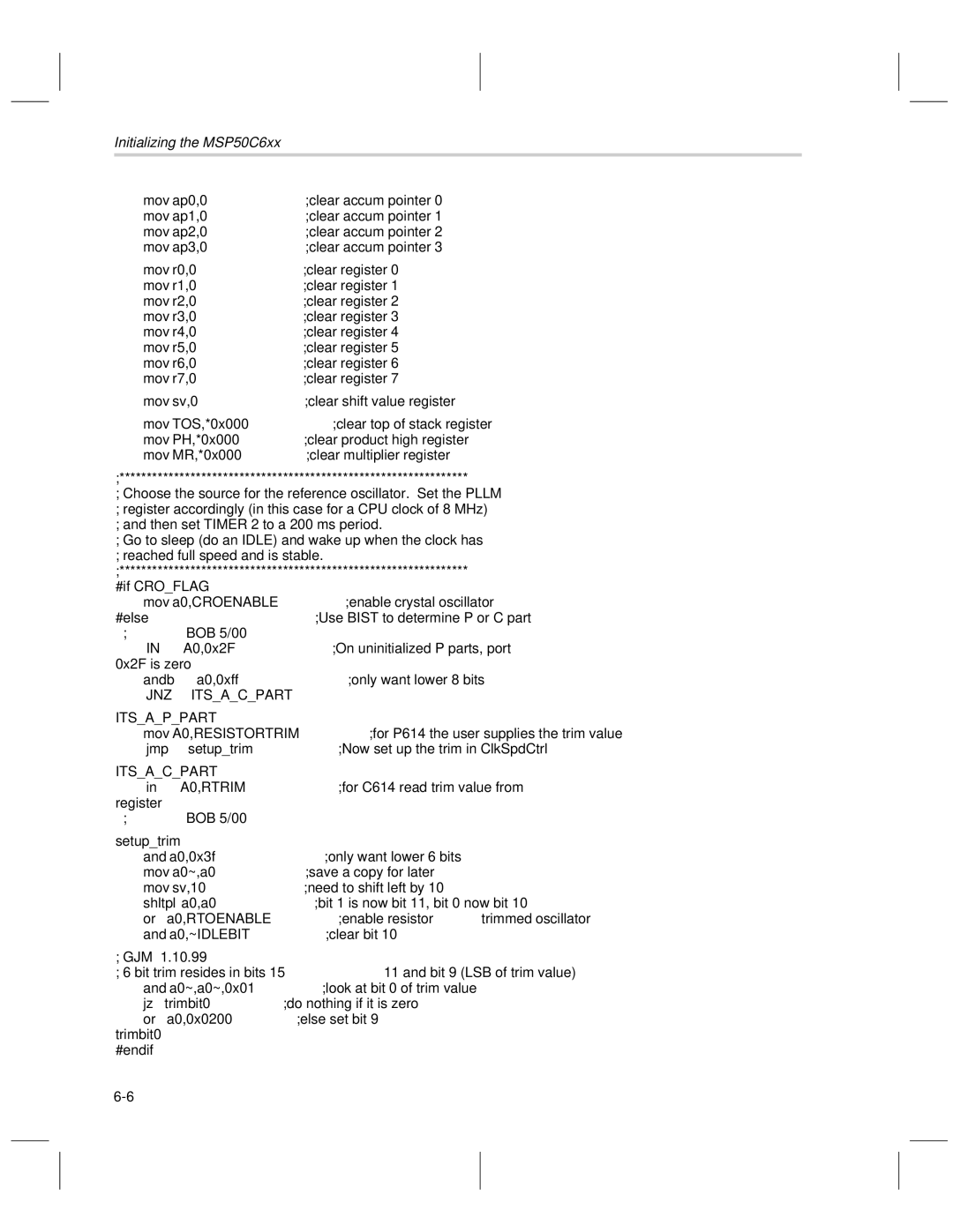 Texas Instruments MSP50C6xx manual JNZ Itsacpart Itsappart 