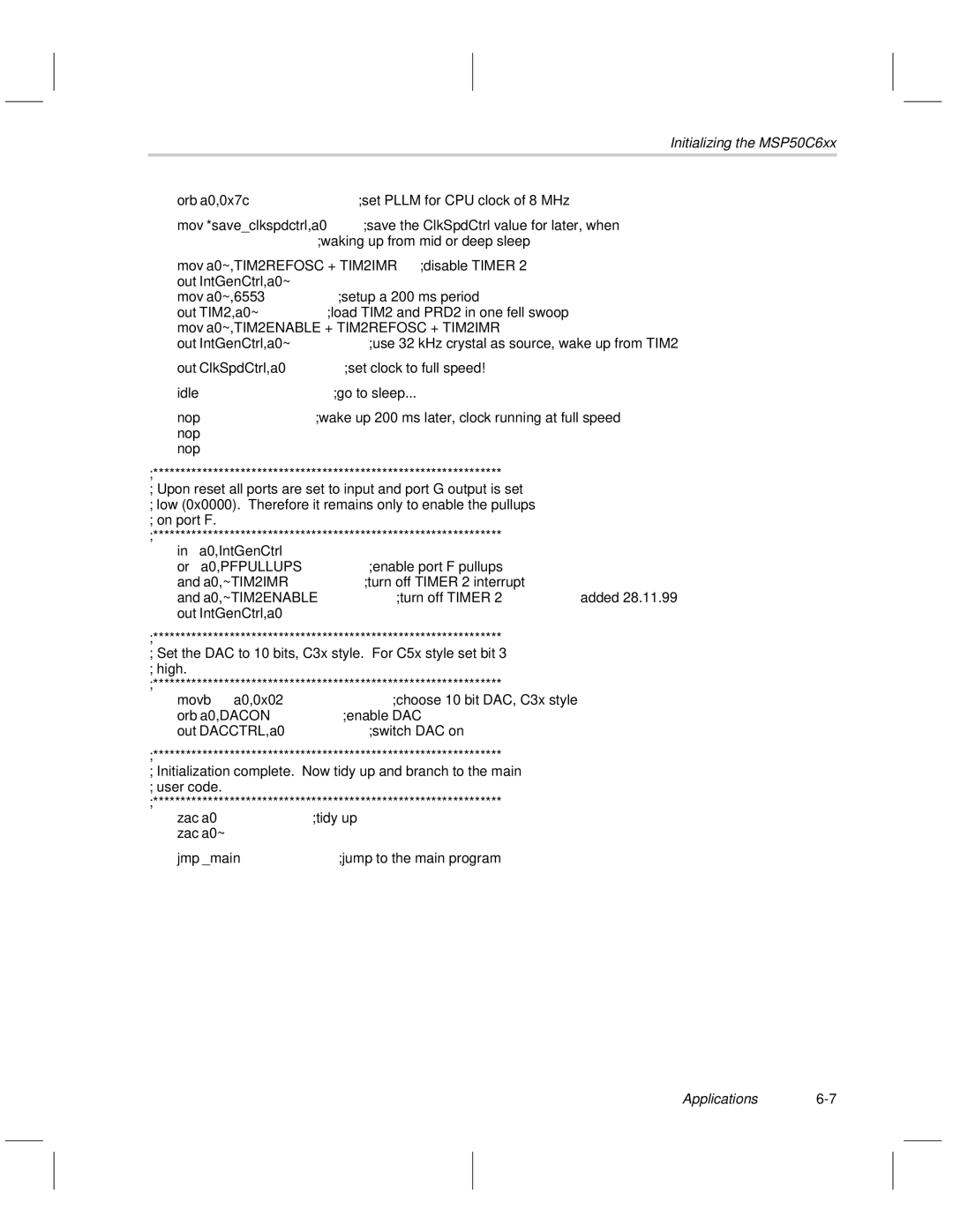 Texas Instruments MSP50C6xx manual Applications6-7 