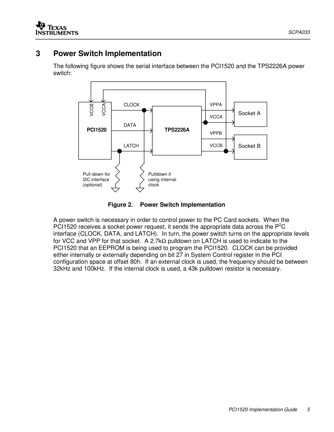 Texas Instruments PCI1520 manual Power Switch Implementation 