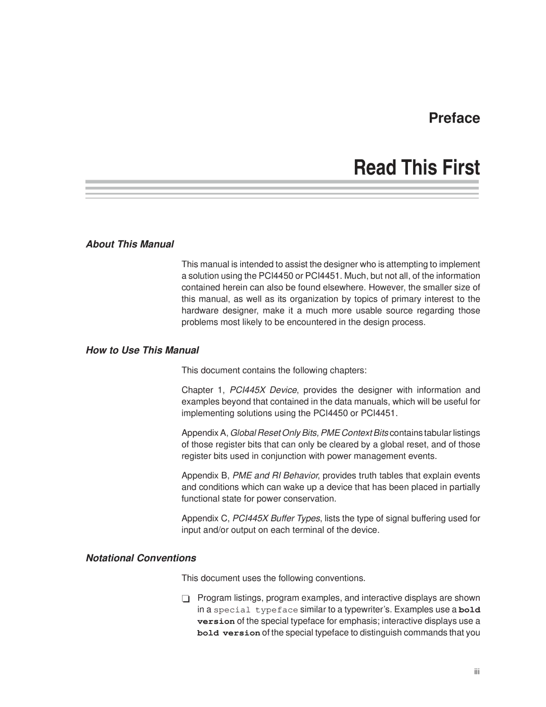 Texas Instruments PCI445X manual Read This First, About This Manual 