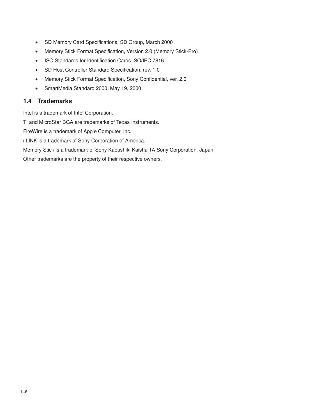 Texas Instruments PCI7411, PCI7611, PCI7621, PCI7421 manual Trademarks 