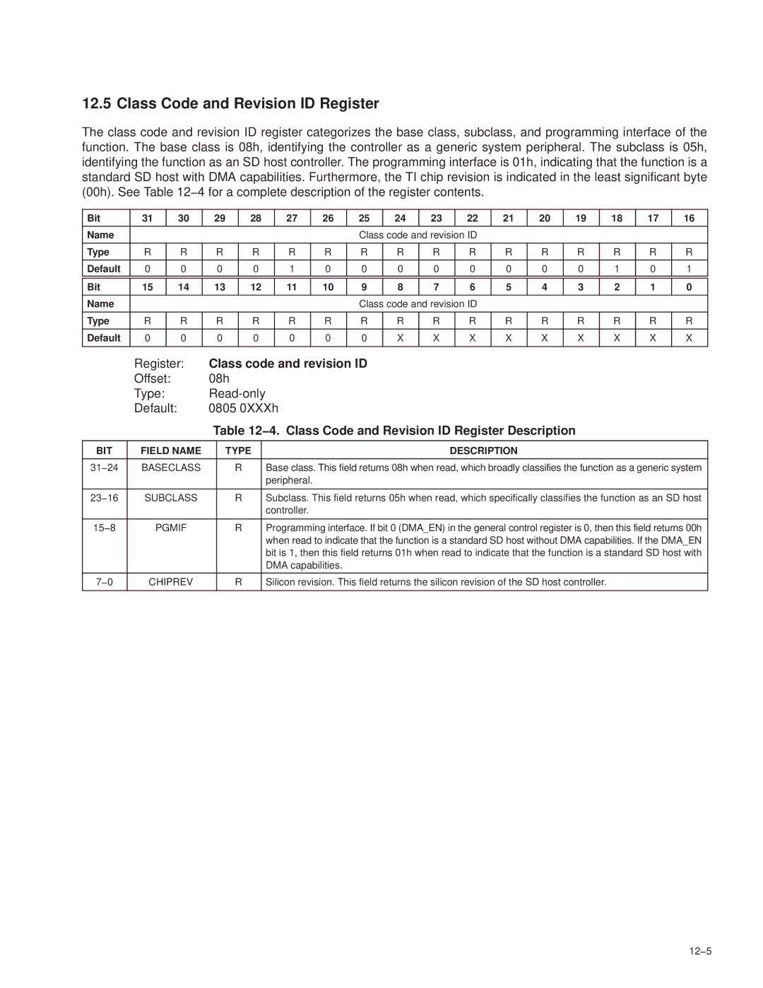 Texas Instruments PCI7421, PCI7411, PCI7611, PCI7621 manual Peripheral, DMA capabilities, 12−5 