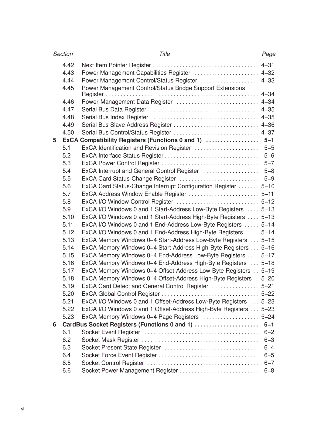 Texas Instruments PCI7621, PCI7411, PCI7611, PCI7421 manual ExCA Compatibility Registers Functions 0 and 1 −1 