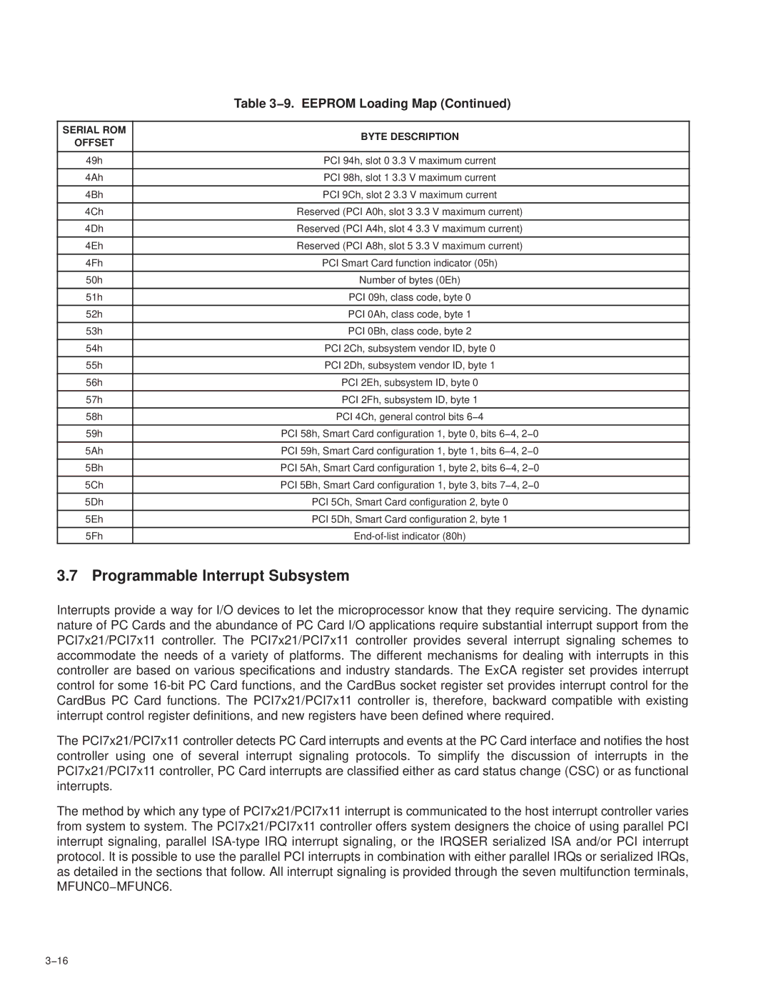 Texas Instruments PCI7411, PCI7611, PCI7621, PCI7421 manual Programmable Interrupt Subsystem 