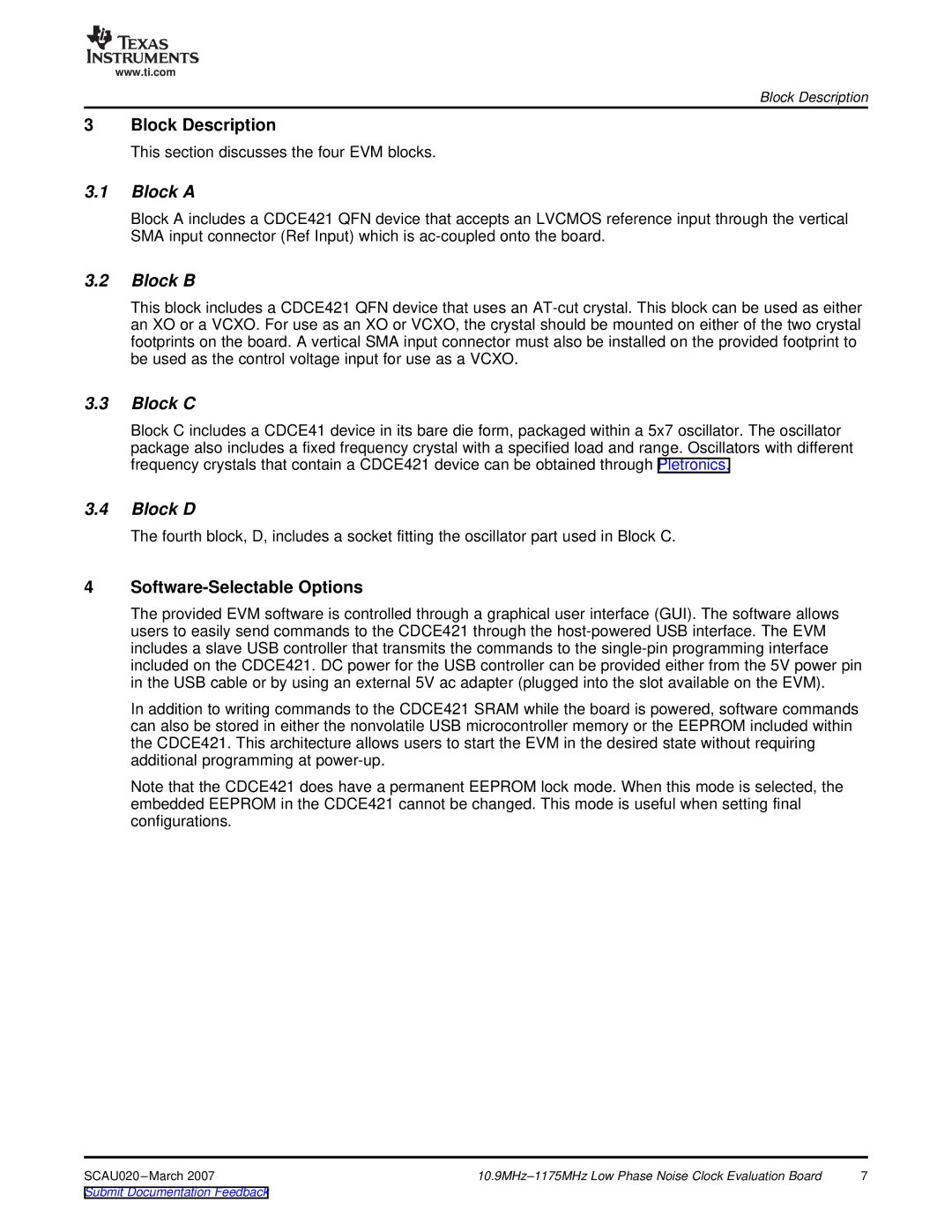 Texas Instruments SCAU020 manual Block a, Block B, Block C, Block D 