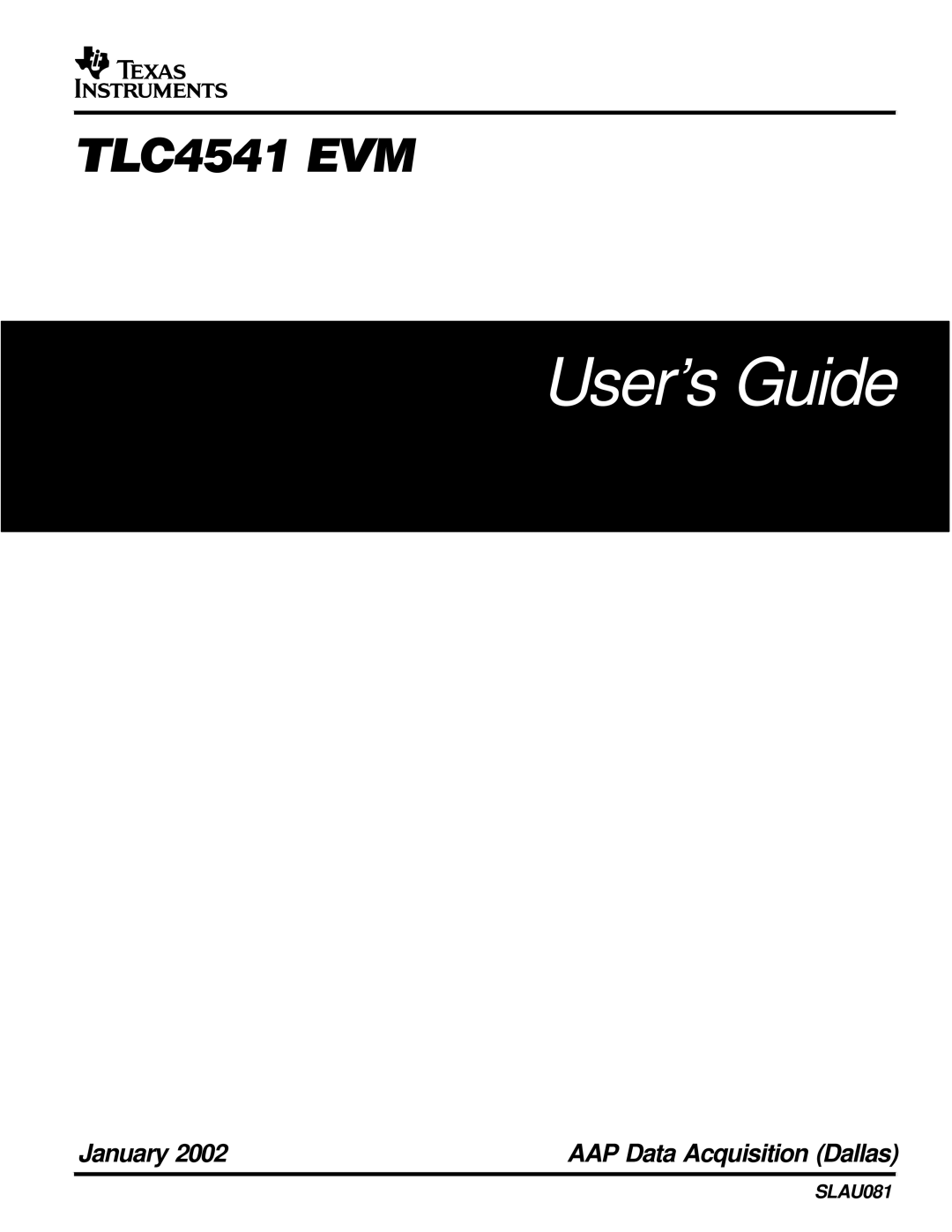 Texas Instruments SLAU081 manual User’s Guide 