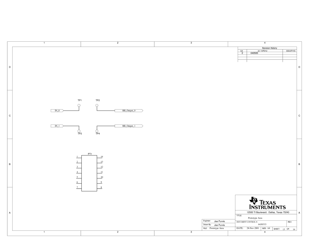 Texas Instruments SLAU081 manual TP1 TP2, TP3 TP4 PT1 