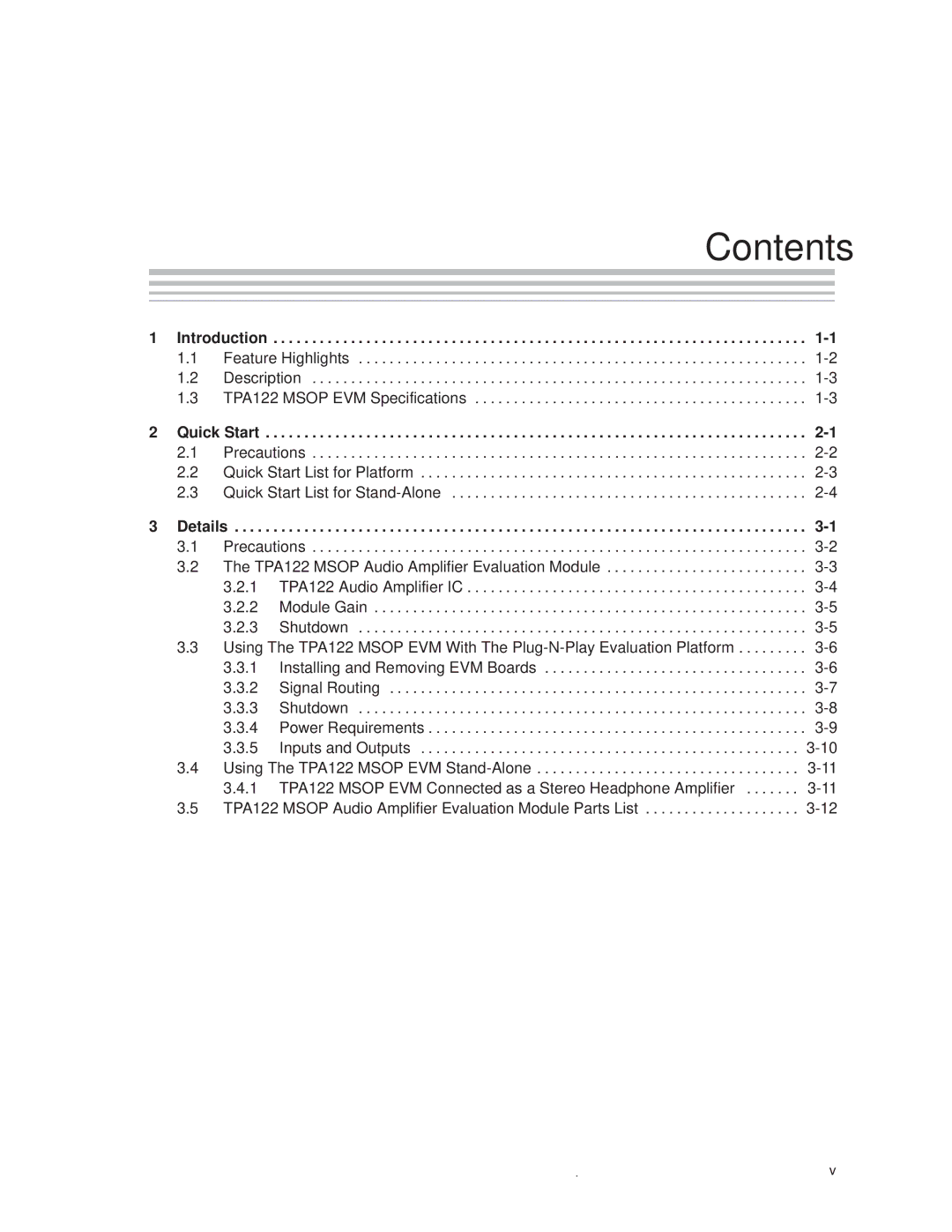 Texas Instruments SLOU025 manual Contents 