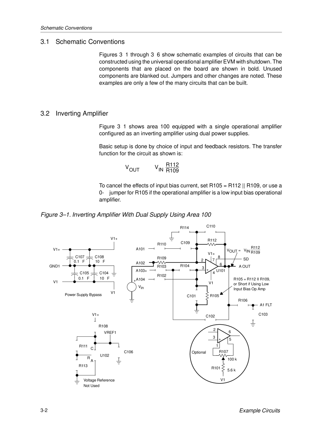 Texas Instruments SLOU061A manual Schematic Conventions, Inverting Amplifier 