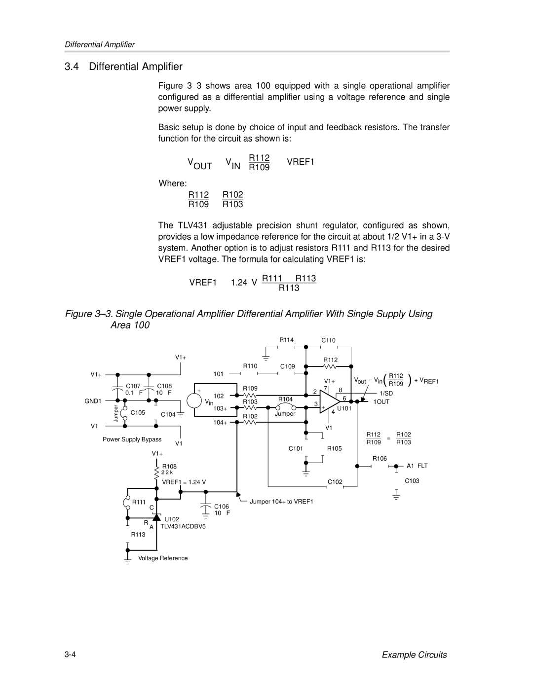 Texas Instruments SLOU061A manual Differential Amplifier 