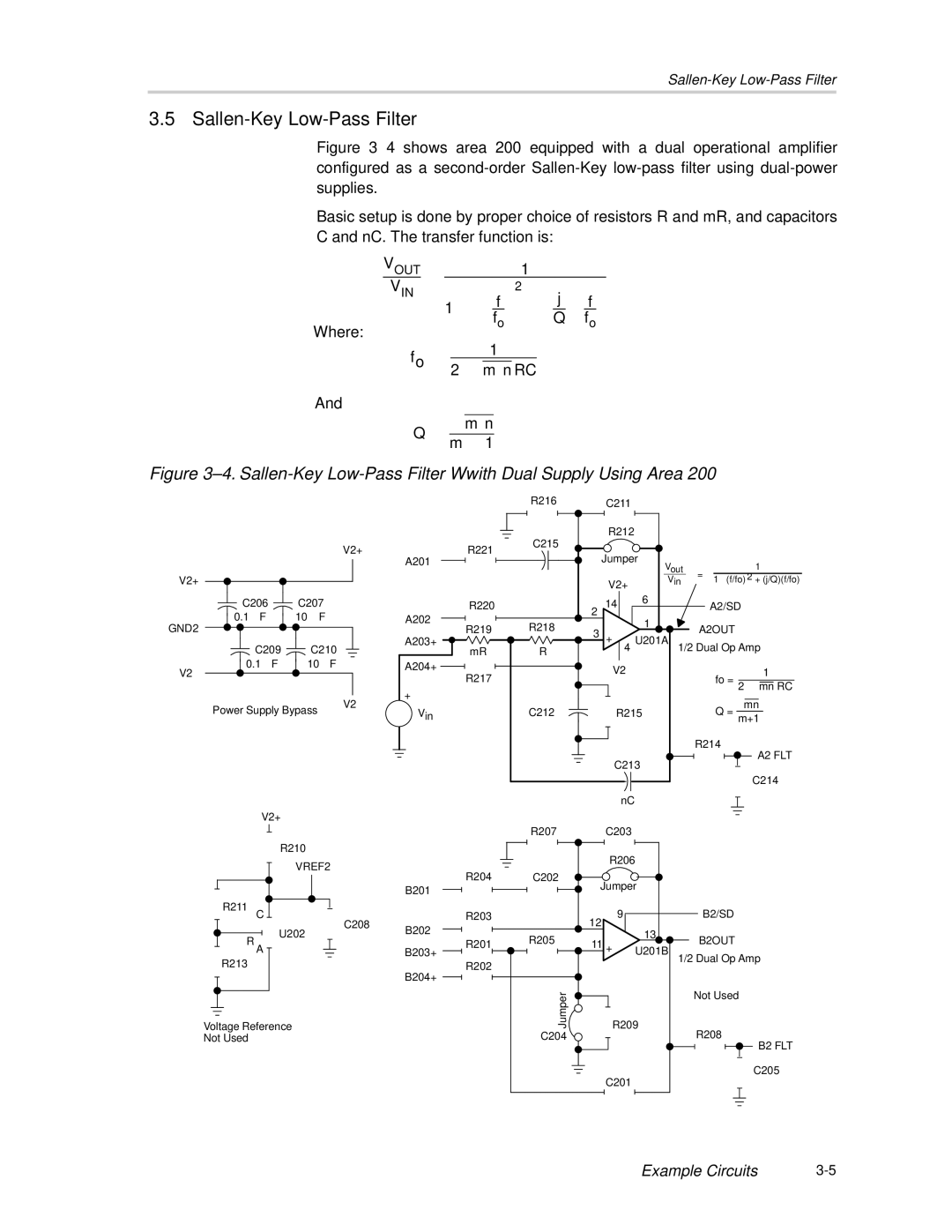 Texas Instruments SLOU061A manual Sallen-Key Low-Pass Filter Wwith Dual Supply Using Area 