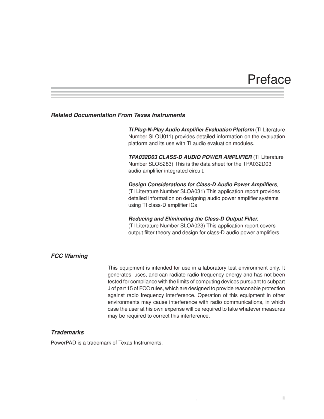 Texas Instruments SLOU082 manual Preface, Related Documentation From Texas Instruments 