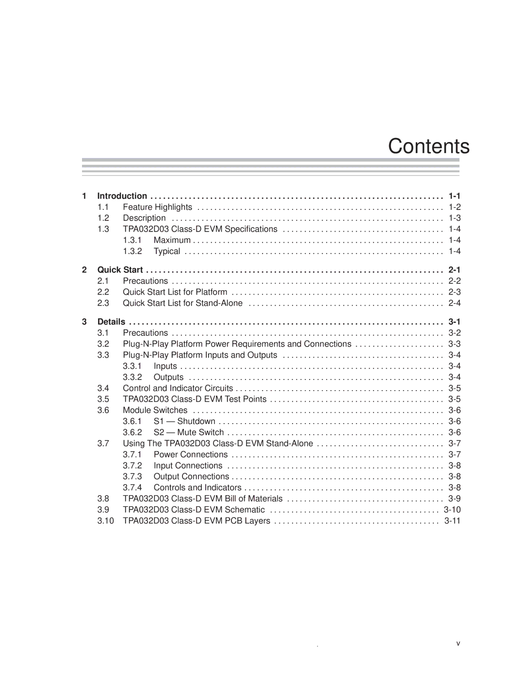 Texas Instruments SLOU082 manual Contents 