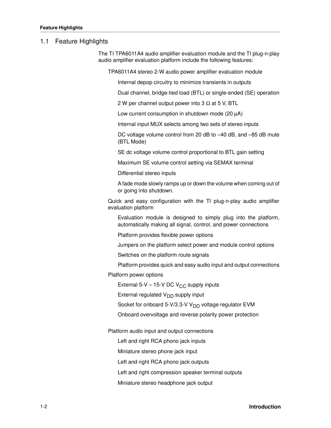 Texas Instruments SLOU121 manual Feature Highlights 