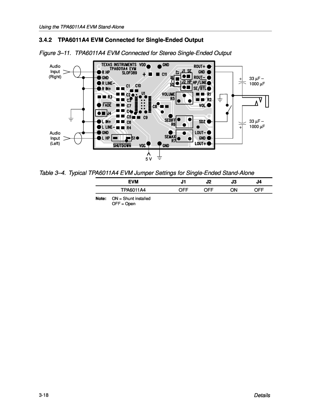 Texas Instruments SLOU121 manual Audio Input Right Audio Input Left, 33 ∝ F – + 1000 ∝ F, 3-18 