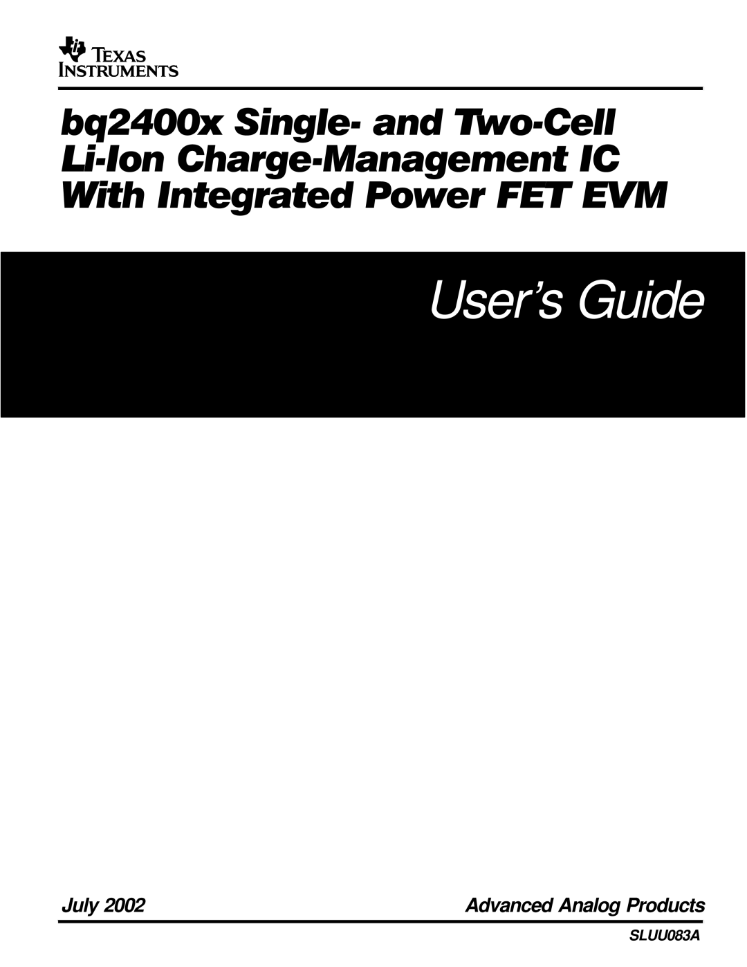 Texas Instruments SLUU083A manual User’s Guide 