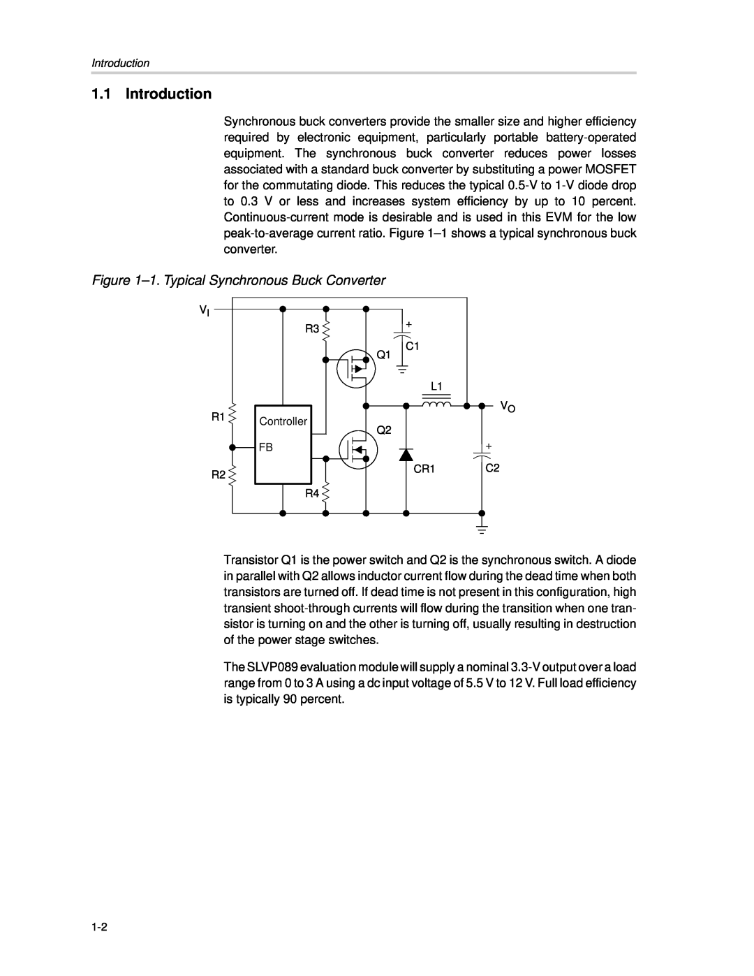 Texas Instruments SLVP089 manual Introduction, 1. Typical Synchronous Buck Converter 