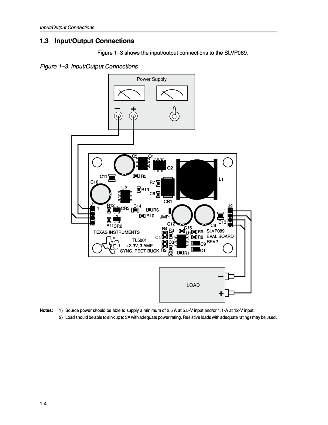 Texas Instruments SLVP089 manual 3. Input/Output Connections 