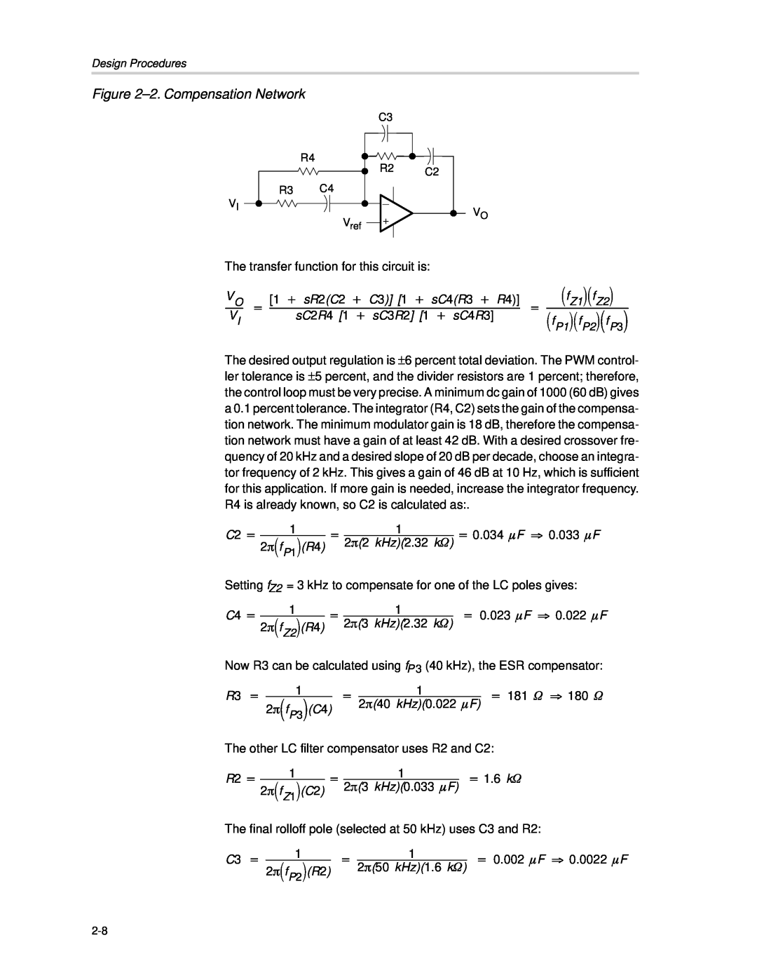 Texas Instruments SLVP089 manual 2. Compensation Network 
