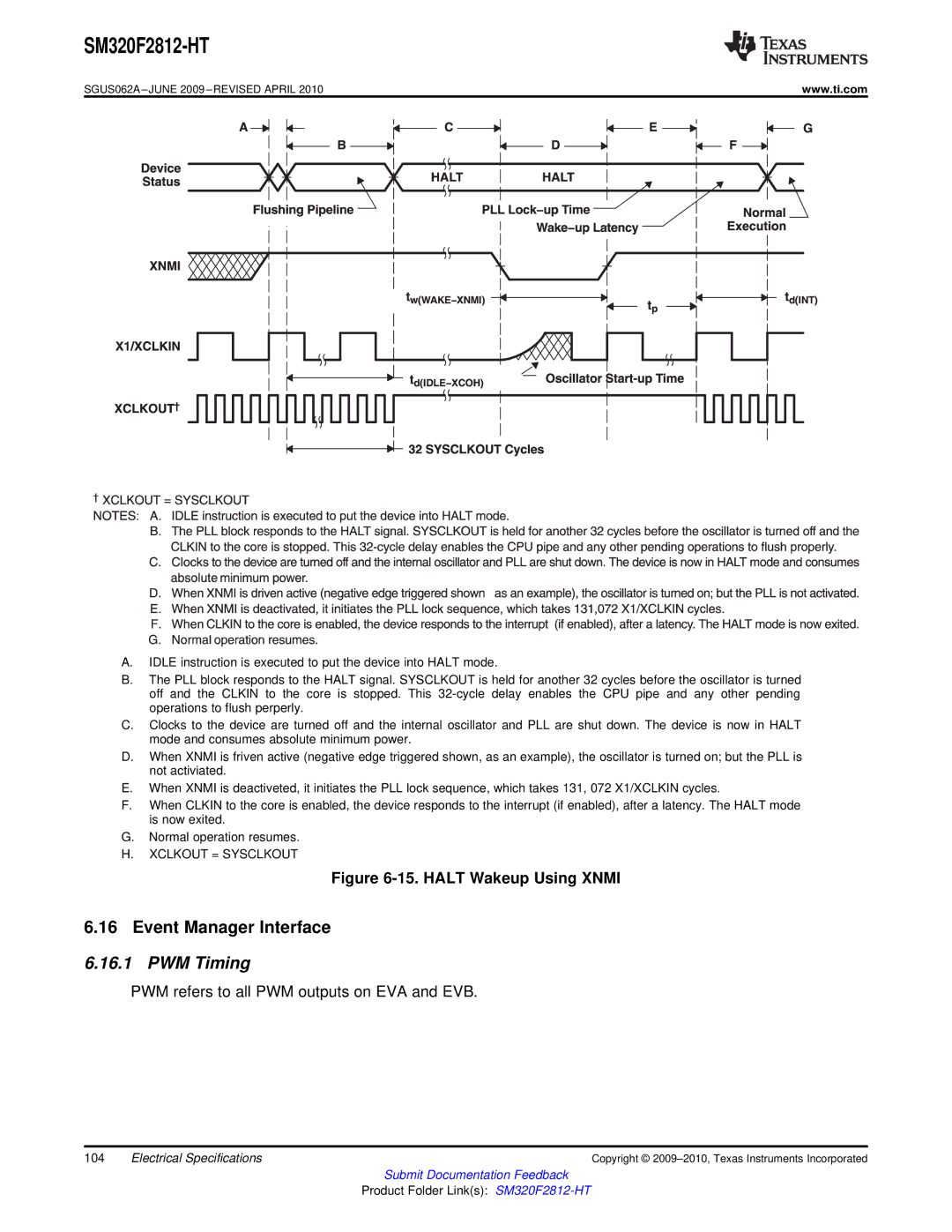 Texas Instruments SM320F2812-HT specifications Event Manager Interface, PWM Timing 