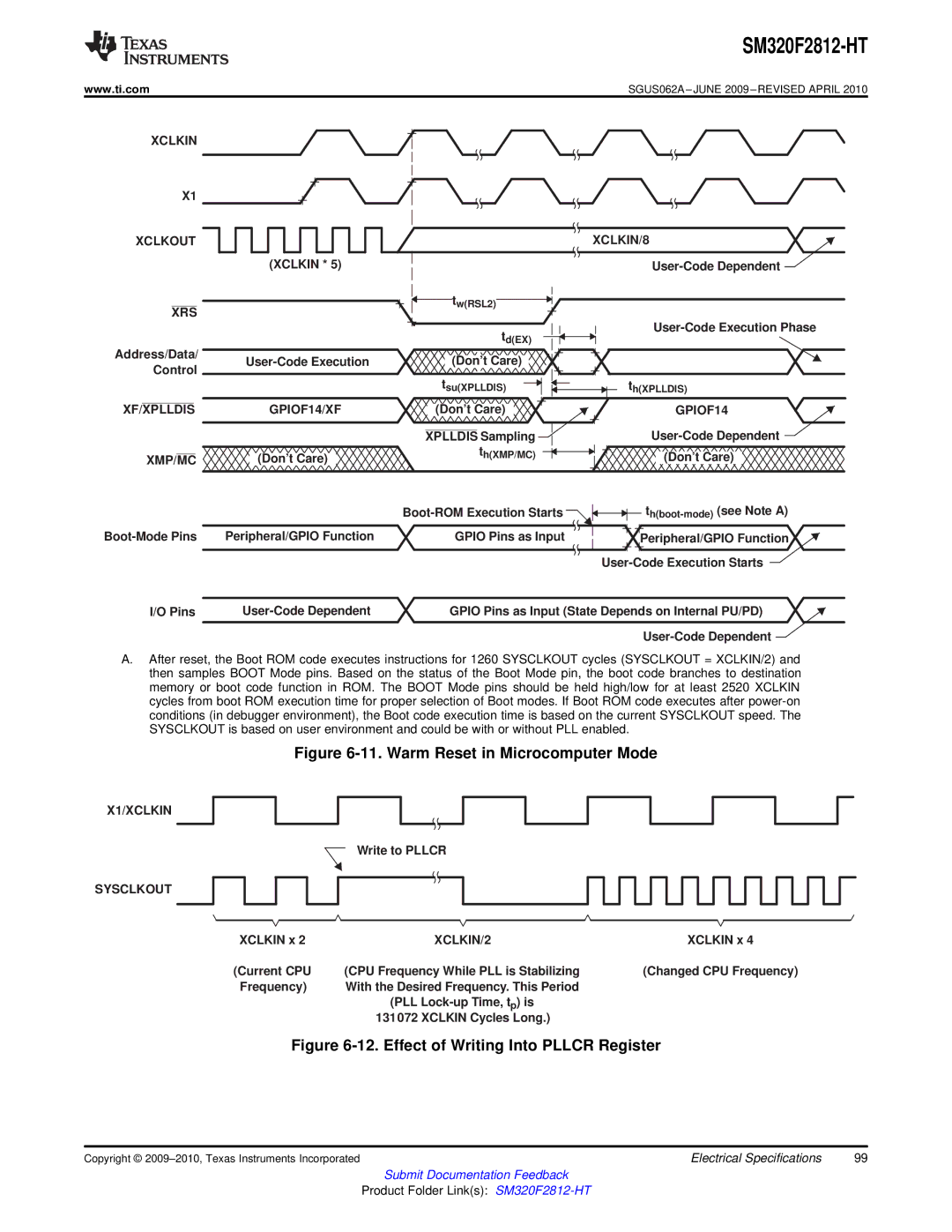 Texas Instruments SM320F2812-HT specifications Xclkin Xclkout XRS, XCLKIN/8, GPIOF14/XF, XCLKIN/2 