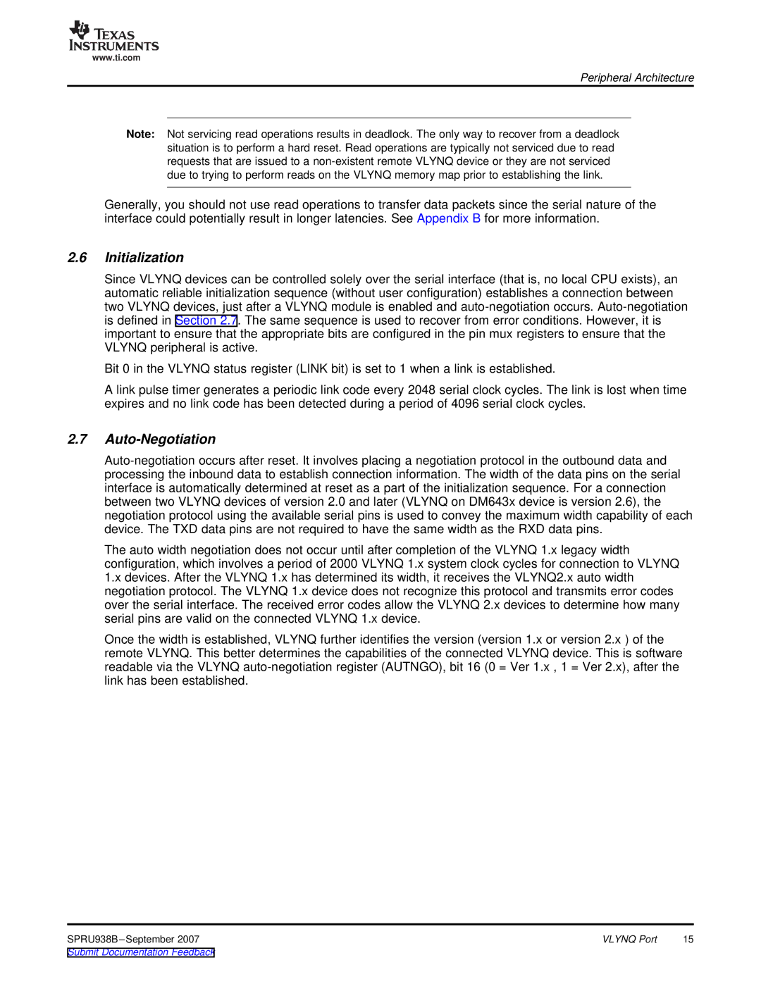 Texas Instruments SPRU938B manual Initialization, Auto-Negotiation 