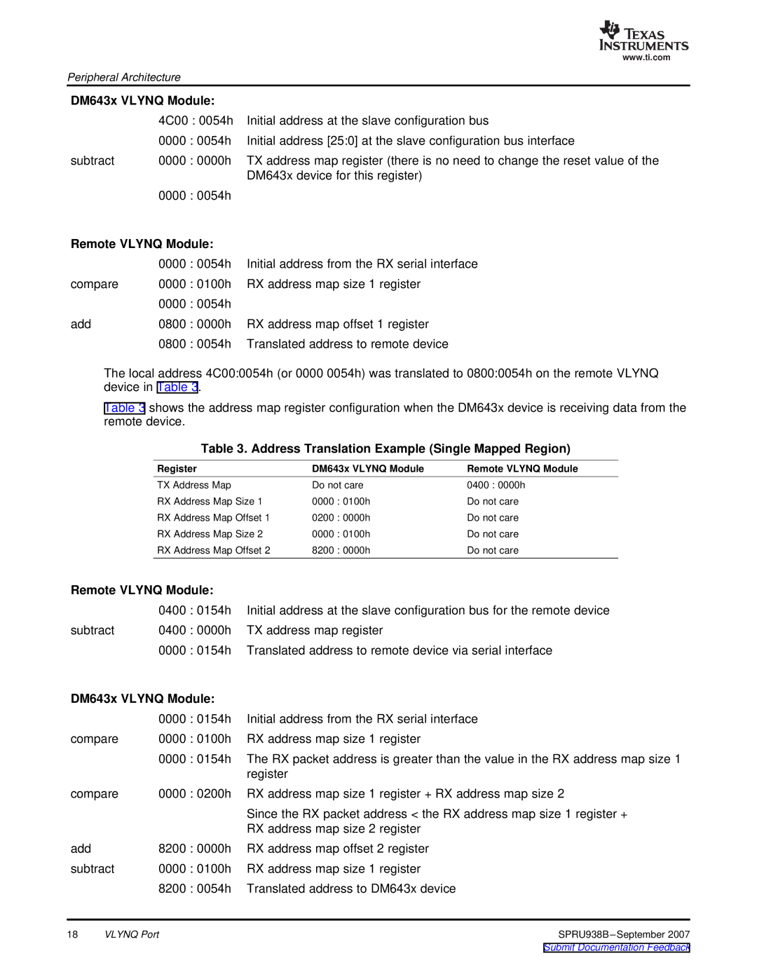 Texas Instruments SPRU938B manual DM643x Vlynq Module, Remote Vlynq Module 