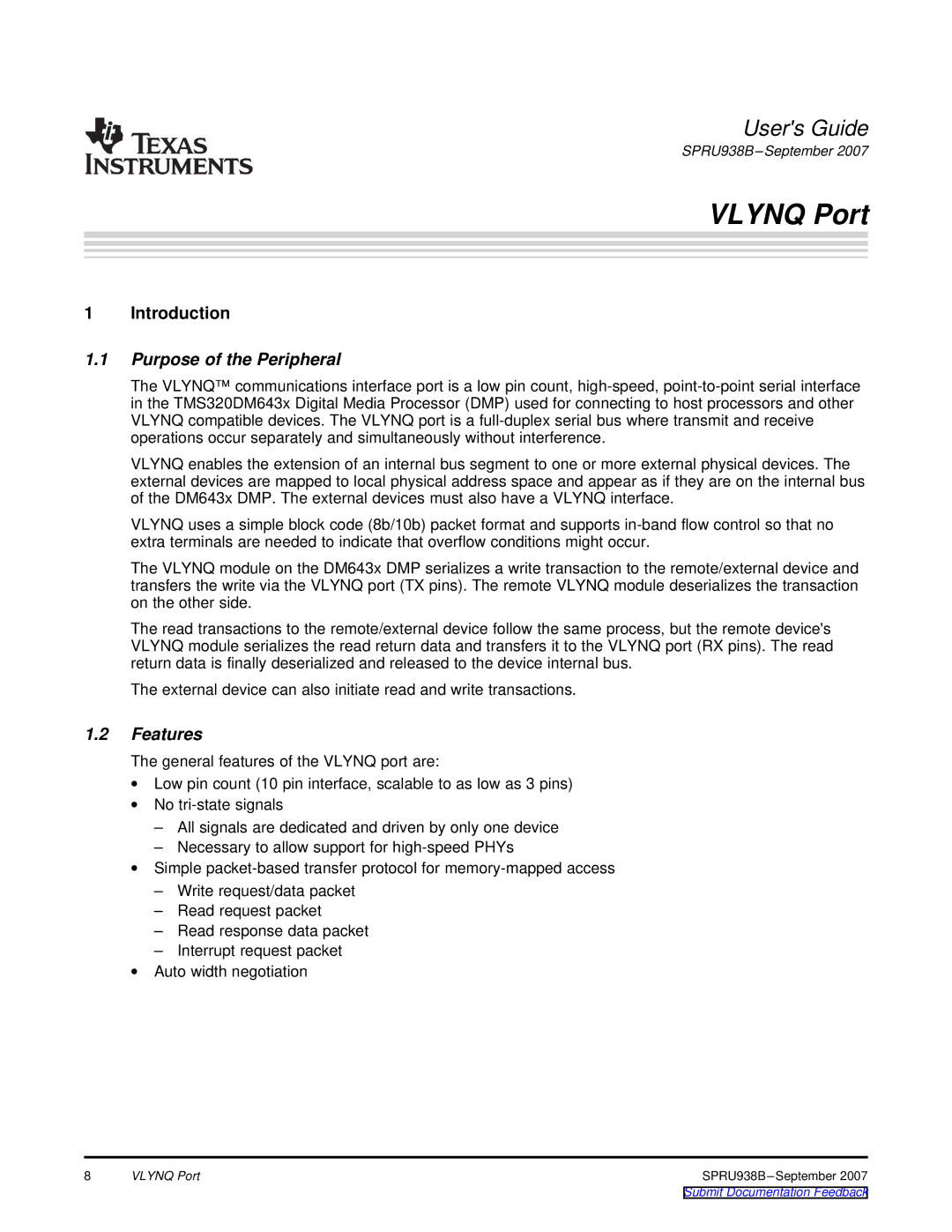 Texas Instruments SPRU938B manual Purpose of the Peripheral, Features 