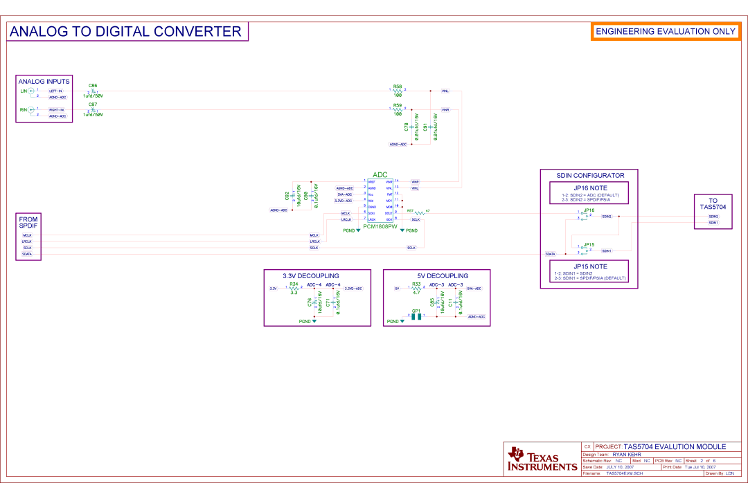 Texas Instruments TA5704EVM manual Analog to Digital Converter 