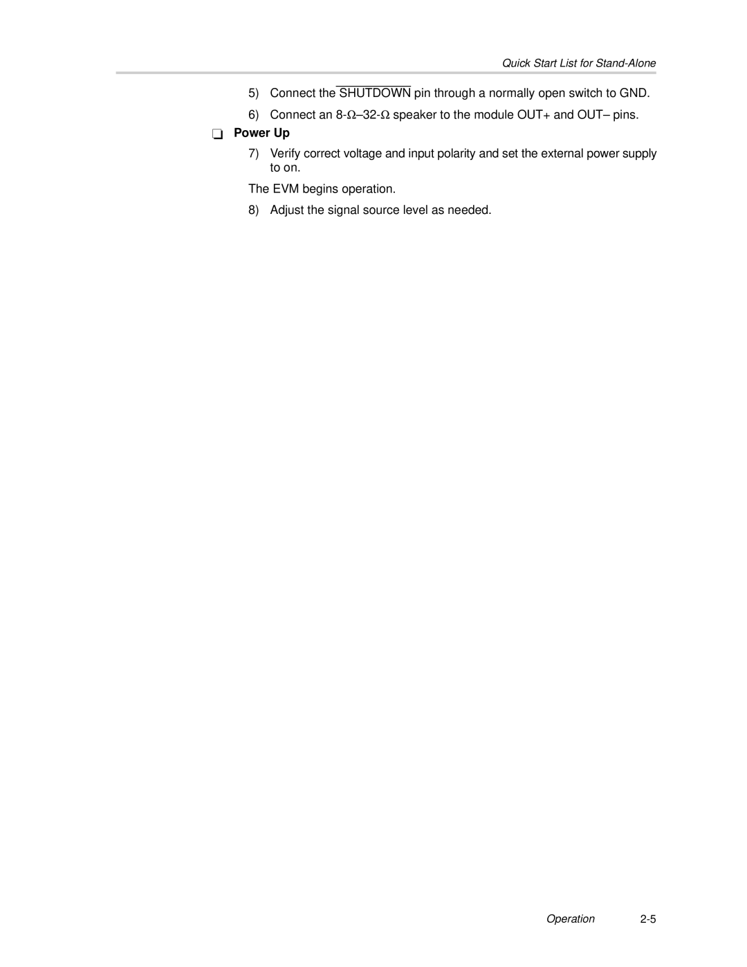 Texas Instruments TAP6203A1 manual Shutdown 