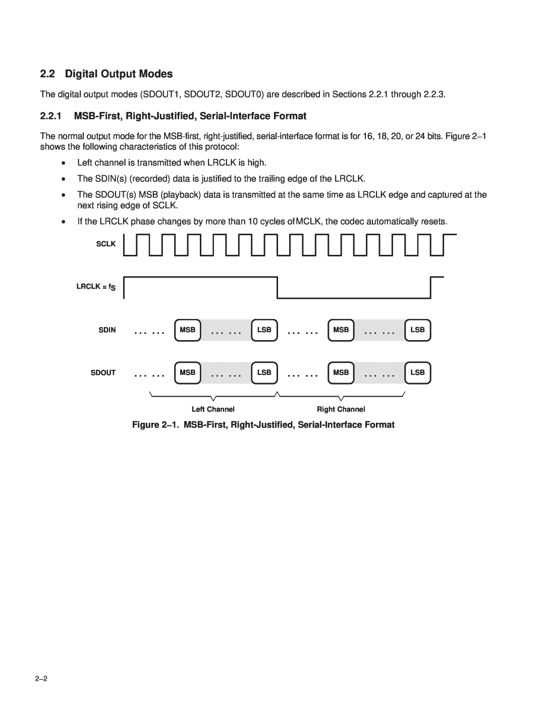 Texas Instruments TAS3002 manual … … … …, Digital Output Modes 