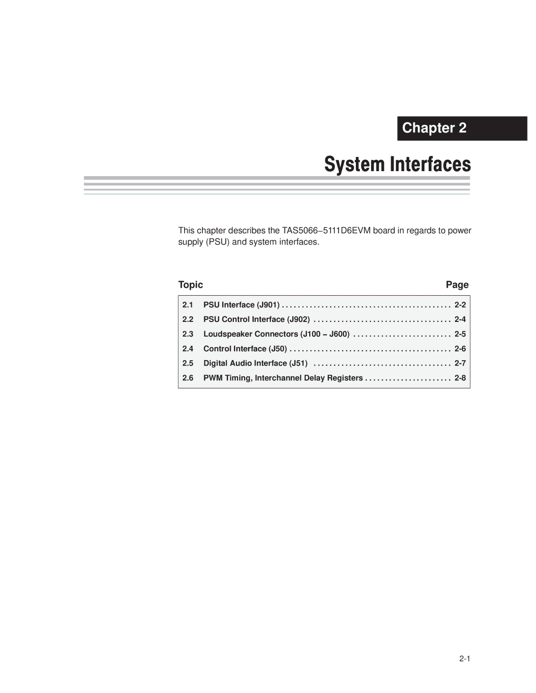 Texas Instruments TAS5066PAG manual System Interfaces 