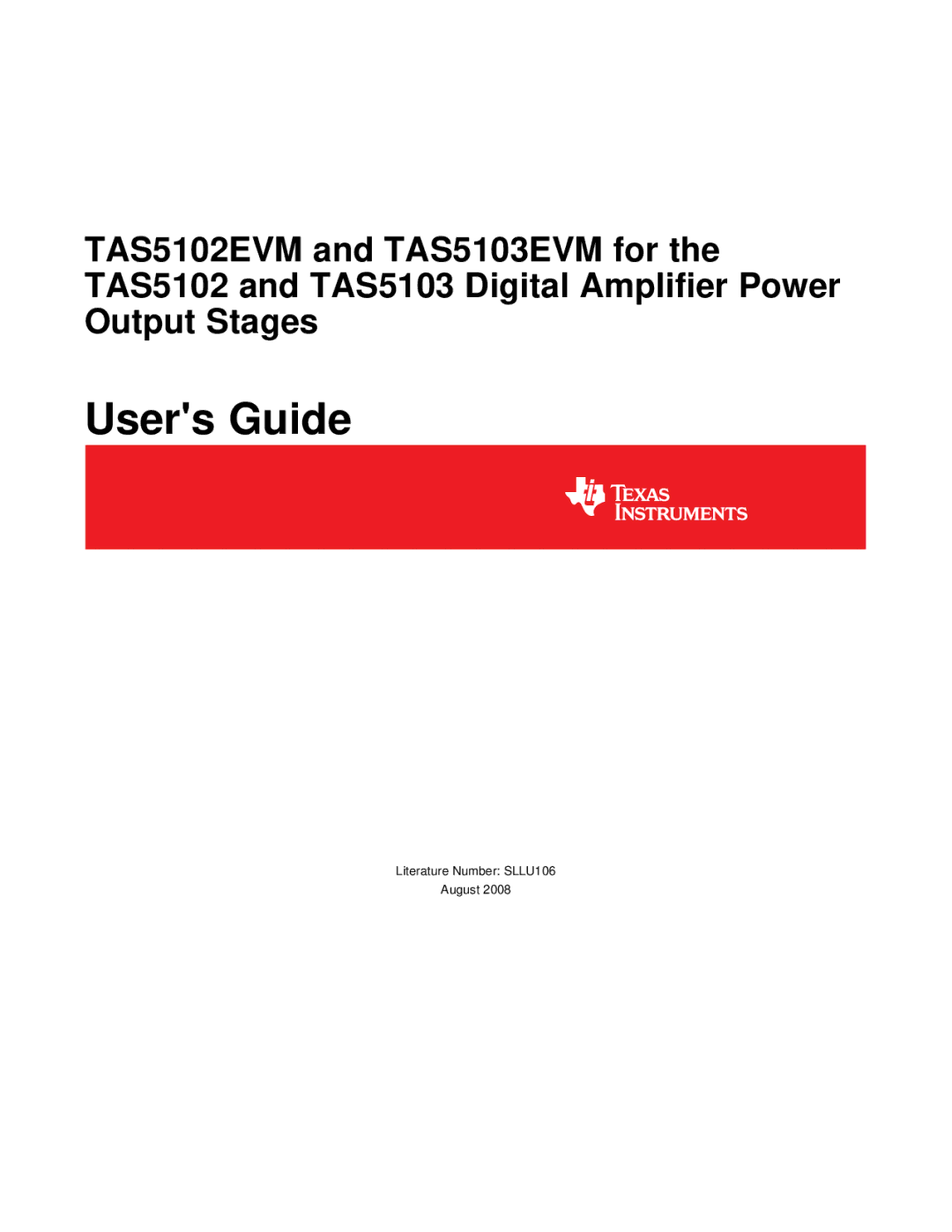 Texas Instruments TAS5103EVM, TAS5102EVM manual Users Guide 