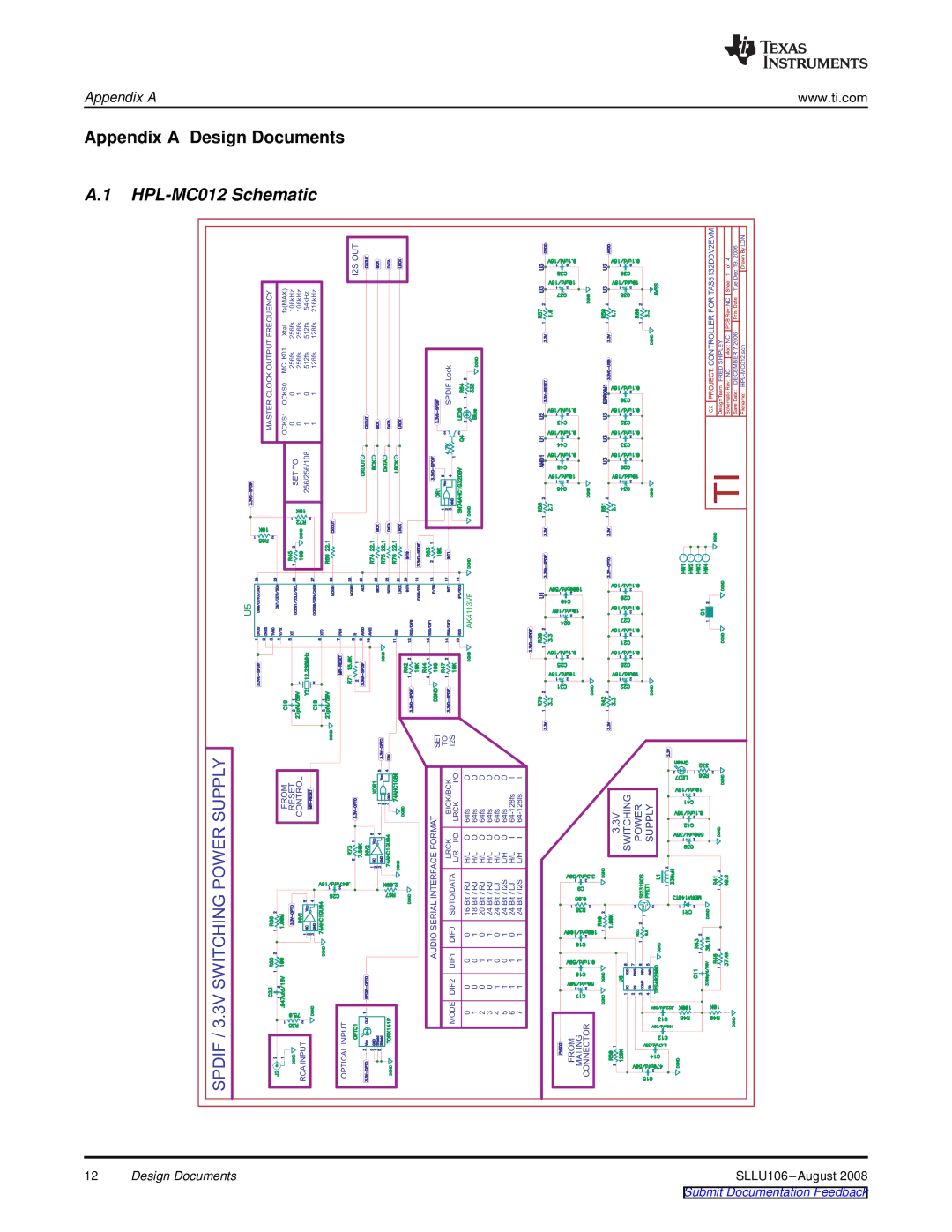 Texas Instruments TAS5103EVM, TAS5102EVM manual HPL-MC012 Schematic, I2SOUT 