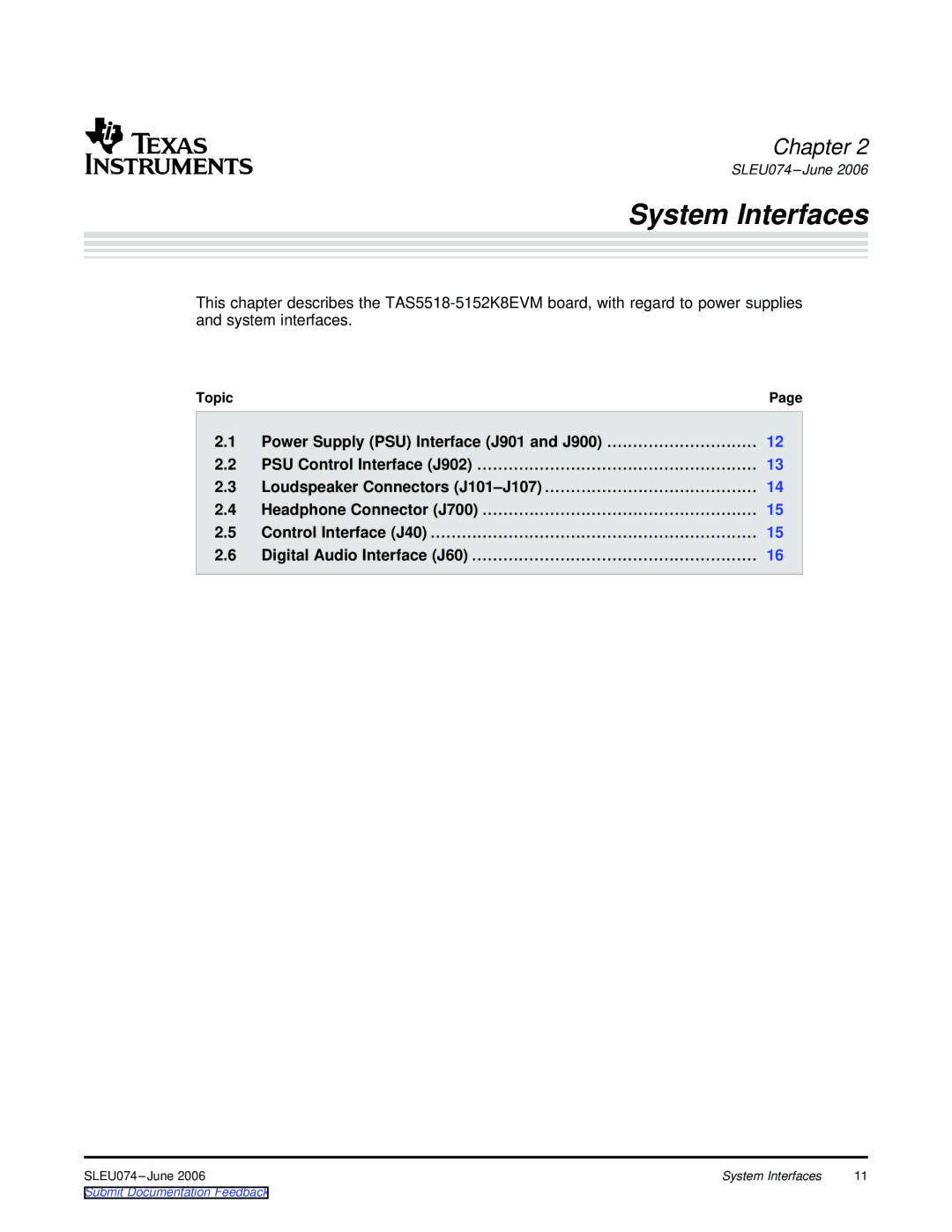 Texas Instruments TAS5518 manual System Interfaces, Power Supply PSU Interface J901 and J900 